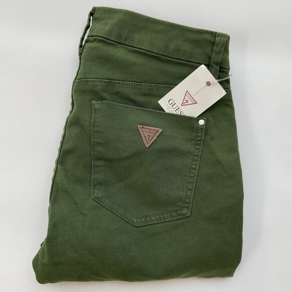 Guess Women’s Athletic Zip Skinny Jean In Olive Ankle Zip Cropped Leg Size 27 - Picture 1 of 13